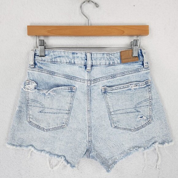 American Eagle Shorts Womens 2 Blue Mom Short Strigid Distressed Cut Off Denim - Picture 7 of 13